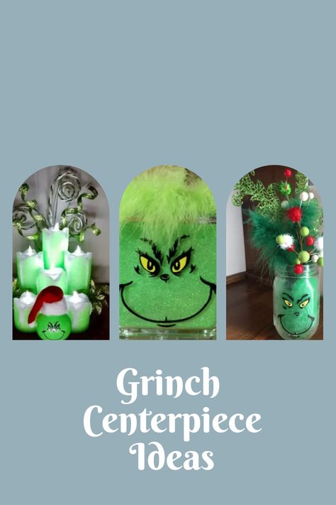 35+ Fun DIY Grinch Centerpiece Ideas for a Whimsical Christmas Grinch Christmas Table Decorations, How The Grinch Stole Christmas Decor, Grinch Table Decorations, Grinch Table Setting, Christmas Party Centerpieces Diy, Grinch Centerpiece Ideas, Grinch Centerpiece, Lighted Glass Blocks Diy, Max From The Grinch