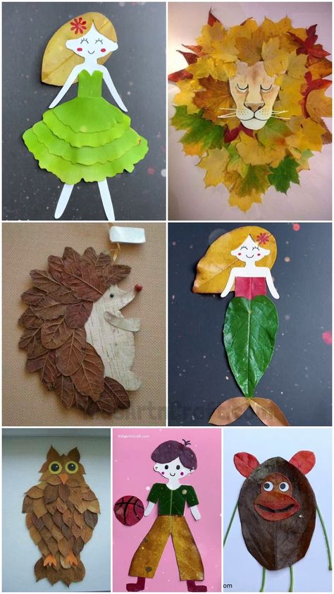 Easy to Make Fall Leaf Craft Ideas for Kids Check more at https://www.kidsartncraft.com/fall-leaf-craft-ideas-for-kids/ Owl Leaf Craft, Leaf Turkey Craft For Kids, Leaf People Craft, Leaf Person Craft, Leaf Pictures For Kids, Leaf Collage For Kids, Leaf Fairy Craft, Leaf Crafts Kids Preschool, Autumn Leaves Craft For Kids