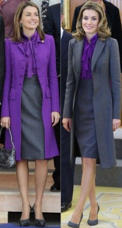 Conference Outfit, Executive Woman, Princess Letizia, Princess Grace Kelly, Power Dressing, Grey Outfit, Queen Letizia, Glam Dresses, Fall Fashion Outfits