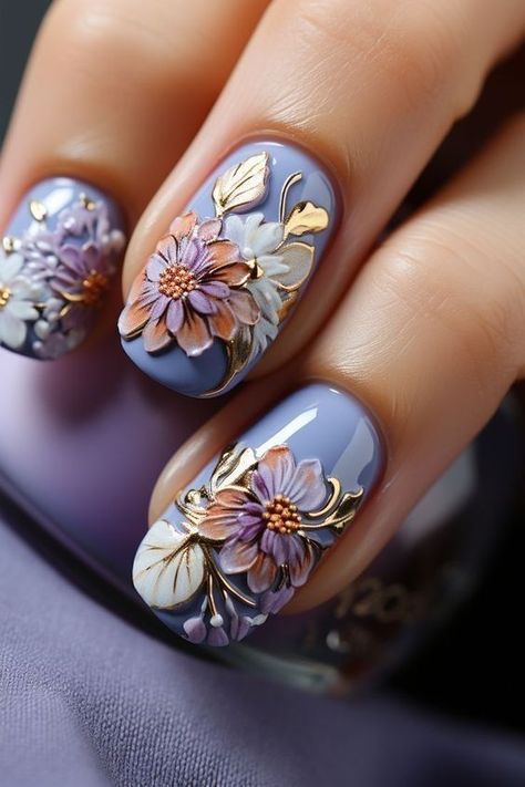 Bouquet Nails, Stylish Nails Designs, Pretty Nail Art Designs, Pretty Nail Art, Elegant Nails, Fabulous Nails, Beautiful Nail Art, Floral Nails, Makati