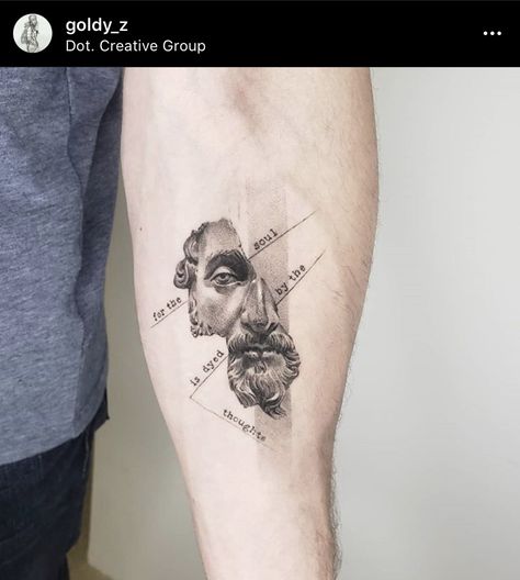 Marcus Aurelius Tattoo Quotes, Marcus Aurelius Tattoo, Stoic Tattoo, Philosophy Tattoos, Tattoo Artistic, Tattoo Inspiration Men, Mythology Tattoos, Greek Tattoos, Modern Tattoos