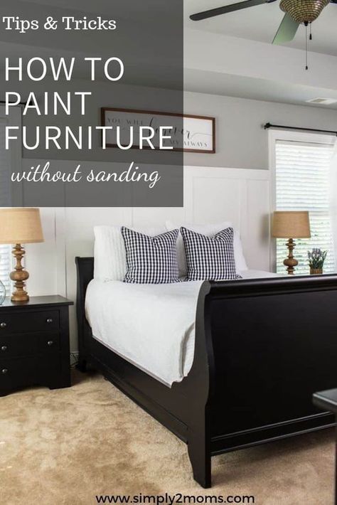 Paint Bedroom Furniture Black, Painted Black Bedroom Furniture, Painted Bedroom Sets, Bedroom Furniture Makeover Paint, Painting Bedroom Furniture Black, Bedroom With Painted Furniture, How To Paint Bedroom Furniture, How To Paint Furniture Black, Refinishing Bedroom Furniture Set