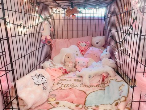 Pup Play Art, Cage Bed, Omegaverse Nesting Aesthetic, Little Spaces Room, Petspace Puppy, Puppyspace Aesthetic, Puppygirl Aesthetic Pfp, Pup Play, Puppyboy Aesthetic