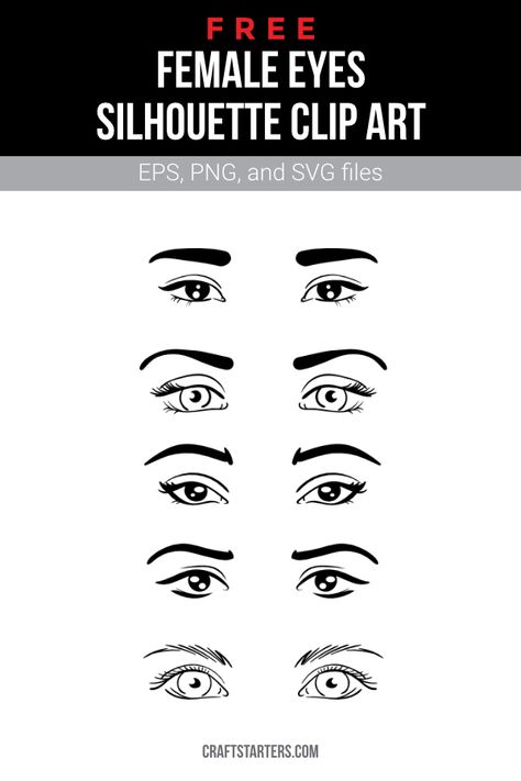 Eyes Svg Free, Eyes Silhouette, Art Female, Silhouette Clip Art, Female Eyes, Cricut Craft, Cricut Files, Cricut Craft Room, Cricut Maker