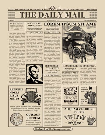 1920 Newspaper, Vintage Newspaper Template, Newspaper Article Template, Cover Sheet Template, Newspaper Front Pages, Newspaper Cover, Newspaper Template, Historical Newspaper, Vintage Newspaper