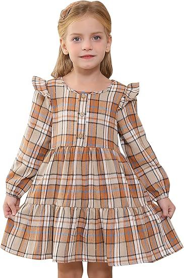 Amazon.com: Girls Dress Toddler Thanksgiving Plaid Flannel Ruffle Long Sleeve A-Line Zip Up Dresses Party Fall Winter Clothes 4-5T : Clothing, Shoes & Jewelry Toddler Girl Winter Dress, Toddler Thanksgiving, Girls Winter Dresses, Girls Flannel, Baby Girls Dress, Girls Casual Dresses, Flannel Dress, Ruffle Long Sleeve, Fall Dress