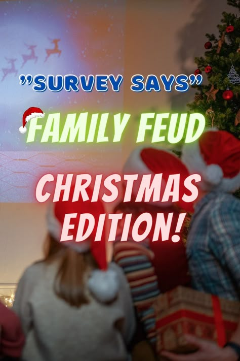 Christmas games that perfect to get everyone in the family engaged. A Christmas version of a family feud game is a fun activity to do with your family on Christmas eve or at a Christmas family reunion. Have fun and have a jolly merry Christmas. Family Christmas Reunion, Free Printable Family Feud Christmas Questions, Free Christmas Family Feud Questions, Christmas Family Feud Printable Free, Christmas Games To Play With Family, Family Feud Christmas Questions, Christmas Family Feud Questions, Christmas Family Fued, Christmas Games Family