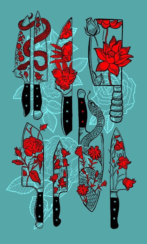 Chef Tattoo, Colour Illustration, Snake Tattoos, Knife Tattoo, Snake Tattoo, Design Drawings, Tattoo Design Drawings, Japanese Tattoo, Tattoo Sketches