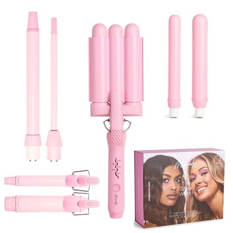 The Style Wand Mega Bundle by Mermade Hair has everything you need to create effortless curls, ringlets or beachy waves with one practical tool. The kit features the best selling Interchangeable Style Wand, which comes with 3 styling attachments plus 4 BONUS extra curling attachments to create a huge variety of looks! Bundle Includes: -Style Wand Base -1" Curling Tong Attachment -1.25" Curling Tong Attachment -1.1" Waver Attachment -Heat Mat and Heat Protection Glove -BONUS 38mm Clamped Curling Effortless Curls, Curl Secret, Hair Irons, Hair Waver, Curling Iron Hairstyles, Heat Mat, Curl Styles, Flat Iron Hair Styles, Beachy Waves