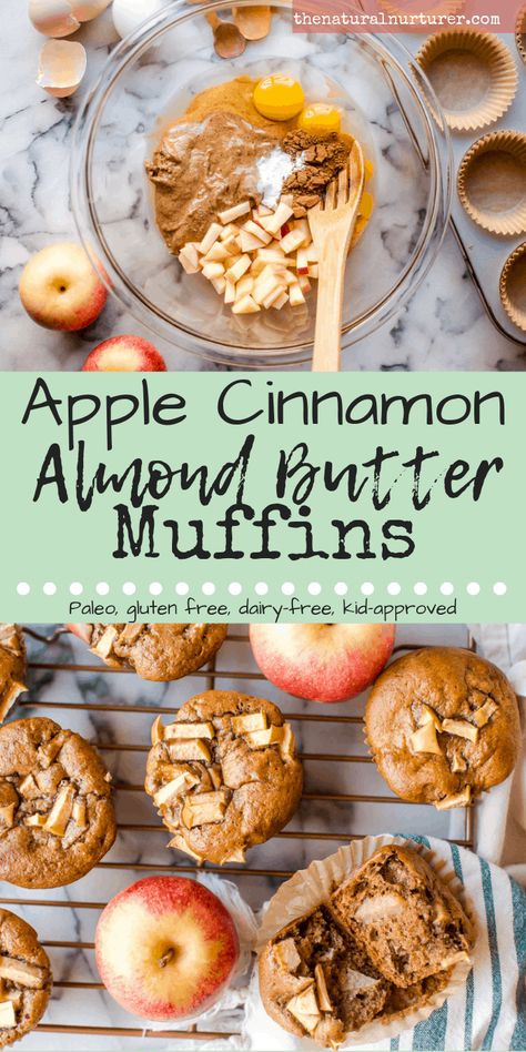 Paleo Apple Cinnamon Muffins, Almond Butter Muffins, Natural Nurturer, Dairy Free Muffins, Muffins Paleo, Butter Muffins, Paleo Snack, Paleo Muffins, Almond Muffins