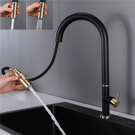 Brass Kitchen Faucet Pull-Out Sink Tap Brass Kitchen Faucet, Laundry Room Renovation, Pull Out Faucet, Kitchen Pulls, Brass Kitchen, Room Renovation, Copper Kitchen, Kitchen Faucets, Sink Taps