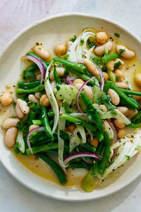 New York Times Recipes, Nyt Recipes, Marinated Vegetables, Three Bean Salad, White Bean Salad, Beans Beans, Crispy Cheese, Bean Salad Recipes, Great Northern Beans