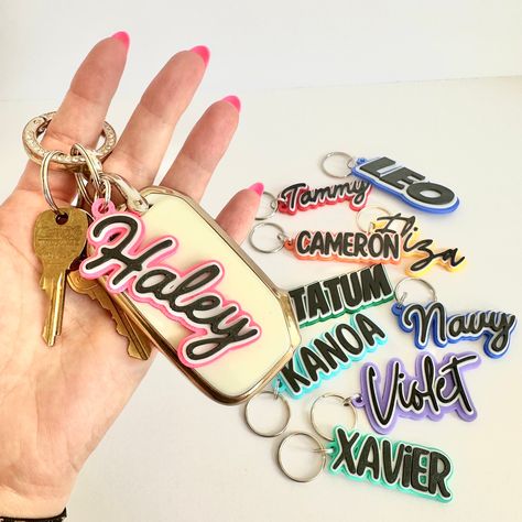 Custom Name Keychain | 3D Printed | Diaper Bag Tag | Backpack Name Tag | Personalized Bag Tag | Lumchbox Name Tag Personalized Bag Tags, Keychain Backpack, Name Keychain, Silver Key, Bag Tag, Name Tag, Virginia Beach, Bag Tags, Teacher Gift