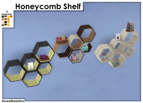 Shelves Sims 4 Cc, Honeycomb Shelf, Honeycomb Shelves, Hexagon Shelves, Cube Shelves, Sims 4 Collections, Sims 4 Cc, The Sims, Honeycomb