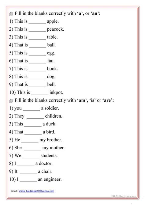 Am Is Are Worksheets, Was Were Worksheet, English Grammar Exercises, English Worksheets For Kindergarten, Grammar Exercises, English Worksheet, Teaching English Grammar, Worksheets For Kindergarten, English Phonics