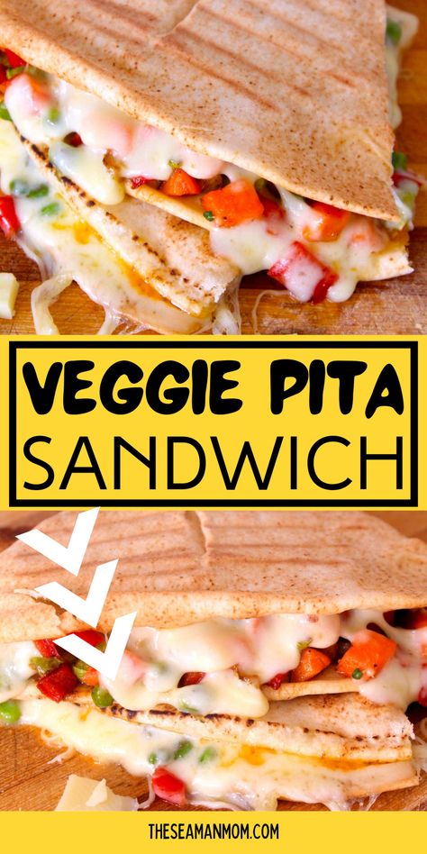 This amazing vegetarian pita sandwich is the perfect solution for those days when you need something delicious and healthy in a flash! Filled with fresh vegetables and melted cheese, this pita pocket recipe is sure to be a hit with kids and adults alike. Best of all, it only takes 10 minutes from start to finish! #easypeasycreativeideas #sandwich #vegetarian #pita Veggie Pita Pocket, Stuffed Pita Recipes, Pita Sandwich Ideas, Vegetarian Pita, Healthy Pita Bread, Pocket Recipes, Pita Pocket Recipes, Mediterranean Vegetarian, Pita Sandwich