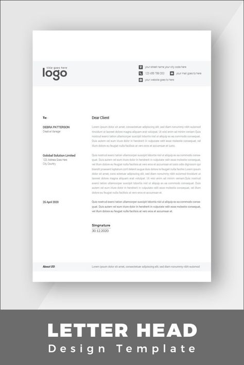 Black & White Minimal Letterhead - Corporate Identity Template Letterhead Ideas, Minimal Letterhead, Elegant Letterhead, Letterhead Design Inspiration, Photographer Resume, Vintage Letterhead, Preschool Craft Activities, Negative Space Art, Professional Letterhead