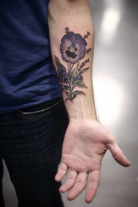 Lupin Tattoo, Best Flower Tattoos, Violet Flower Tattoos, Pansy Tattoo, Gladiolus Tattoo, Flower Of Life Tattoo, Violet Tattoo, Tattoo Sleeve Ideas, Birth Flower Tattoos