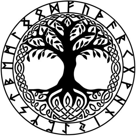 Yggdrasil Symbol Yggdrasil Tattoo, Odin Symbol, Hammer Tattoo, Nordic Symbols, Viking Tattoo Sleeve, Yggdrasil Tree, Symbole Viking, Runic Alphabet, Rune Tattoo