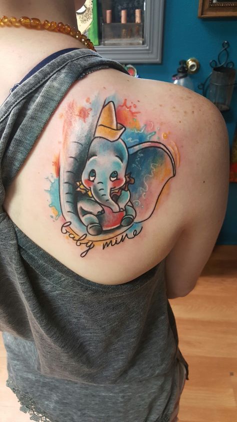 I got this tattoo done by an old friend of mine to represent my son and I. He is a big Mama's Boy and his favorite movie was Dumbo for the longest time. 3d Tattoo Designs, Dumbo Tattoo, Inspiring Quote Tattoos, Mother Son Tattoos, Tattoo For Son, Elephant Tattoo, 3d Tattoo, Elephant Tattoos, Baby Tattoos