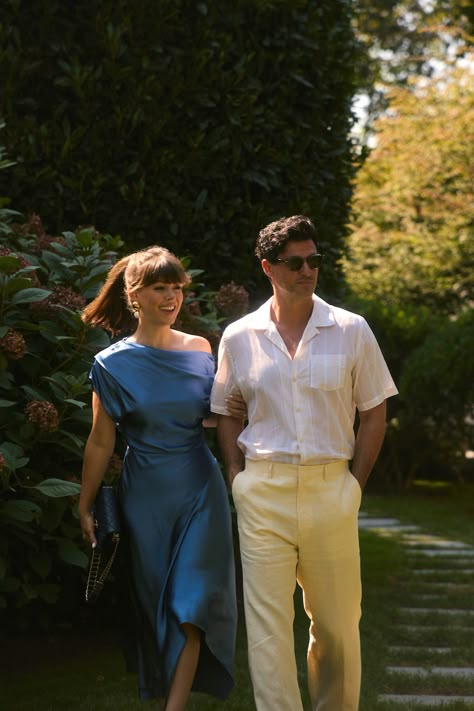 An Afternoon Garden Party - Jenny Cipoletti Spring Wedding Couple Outfits, Garden Party Couple Outfit, Elevated Garden Party Attire, Garden Party Suit, Men Garden Party Outfit, Italian Garden Party Outfit, Garden Party Formal Attire, Formal Garden Party Wedding, Garden Party Outfit Men