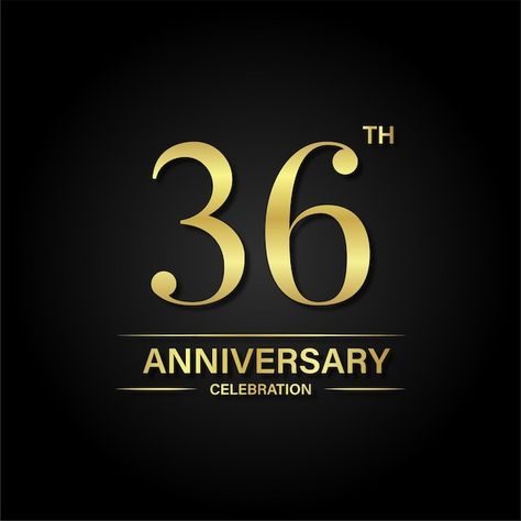 36 Anniversary, 36th Anniversary, Psd Icon, Anniversary Celebration, Vector Photo, Black Background, Premium Vector, Black Backgrounds, Gold Color