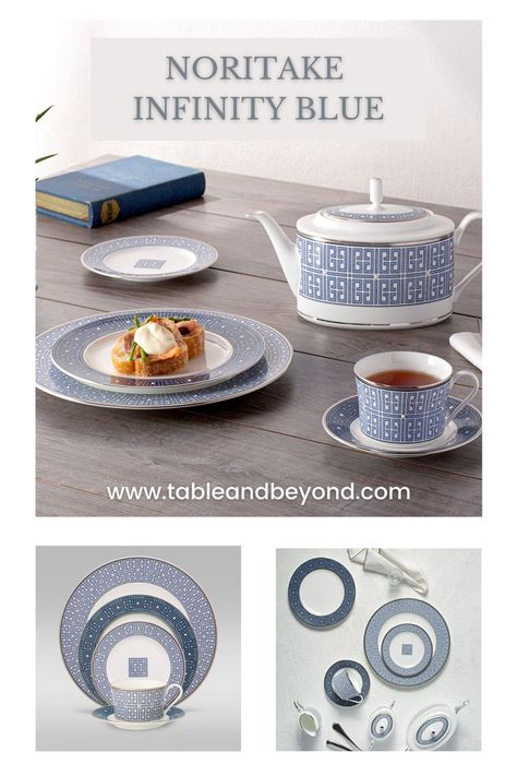 Noritake Infinity Blue Pretty Tea Cups, New Line, New Designs, Dining Tables, Concept Store, In Dubai, Table Setting, Showroom, Gate