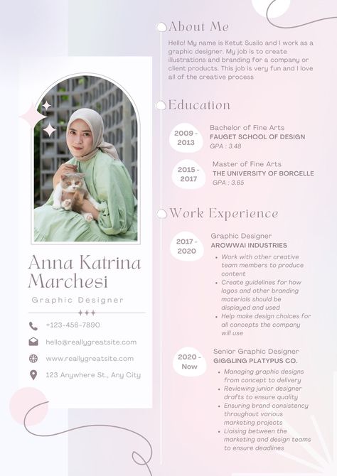 Cv Without Photo, Professional Graphic Design Resume, Graphic Design Cv Creative, Cv Design Creative Professional, Graphic Designer Cv Ideas, Designer Resume Design, Resume Design Ideas, Creative Resume Ideas, Elegant Graphic Design