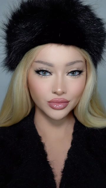 Isa on Instagram: "“Slavic Princess” Makeup Tutorial @NovaBeauty lipstick in og, lipliner in pink nude 01, eyeliner in asap, lashes in 30 #slavicmakeup #slavicprincess #makeup #wintermakeup #lipcombo" Slavic Girl Makeup, Russian Makeup Aesthetic, Slavic Doll Makeup, Slavic Makeup Russian Style, Russian Doll Makeup, Winter Make Up Looks, Russian Makeup Look, Pink Christmas Makeup, Bimbocore Makeup