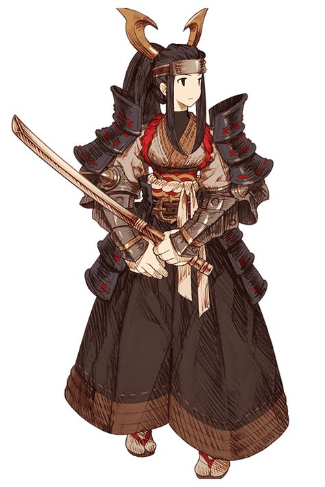 Female Samurai Art - Knights of Glory Art Gallery Samurai Female, Npc Dnd, Female Samurai Art, Akihiko Yoshida, Samurai Concept, Samurai Armour, Samurai Clothing, Final Fantasy Tactics, Female Samurai