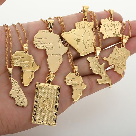 Africa Congo Algeria Map Pendant Necklace 18k Gold Plated Copper Hiphop Style Jewelry Map Necklace For Women Men - Buy Map Pendant Necklace,Map Necklace,Africa Map Necklace Product on Alibaba.com Algeria Map, Hiphop Style, Africa Necklace, Copper Chain Necklace, Map Pendant, Map Necklace, Africa Map, Party Necklace, Unisex Necklace