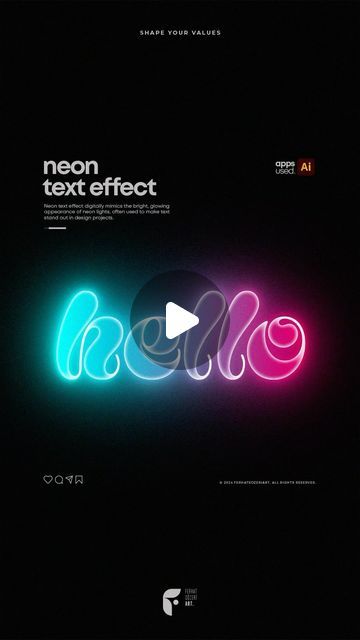 Neon Text Effect | Adobe Illustrator Tutorial   Tutorials by @ferhatsozeriart   #photoshoptutorials  #photoshopeğitim  #illustratortutor... | Instagram Neon Text Effect, Adobe Illustrator Tutorial, Neon Text, Adobe Illustrator Tutorials, Text Effect, Illustrator Tutorials, Text Effects, Adobe Illustrator, Motion