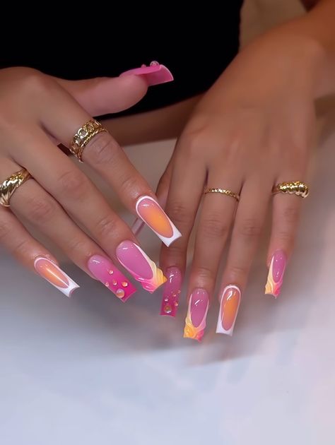 Last Summer Nails, Miami Nails Ideas, Nails Now, Nails Design With Rhinestones, Colored Acrylic Nails, Glow Nails, Dope Nail Designs, Short Square Acrylic Nails, Nails Only