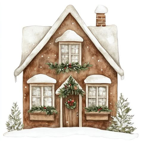 Download premium image of Christmas house christmas illustration winter. by Pinn about watercolor holiday wreath, cozy cottage, cottage christmas, architecture, and background 15622993 Christmas Architecture, Housewarming Cookies, Ink Tober, Vintage Christmas Village, Christmas Tree Plant, Cottage Illustration, Watercolor Holiday, Architecture Background, Christmas Village Houses