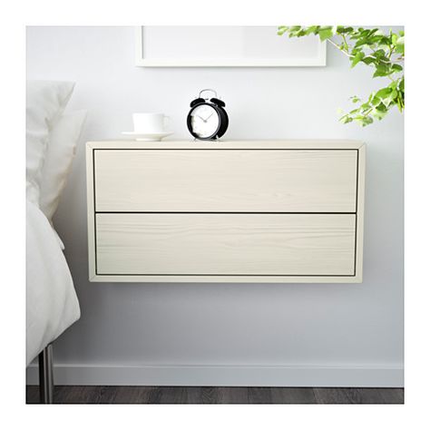 VALJE Wall cabinet with 2 drawers - larch white - IKEA Eket Cabinet, Ikea Eket, Design Ložnic, Ikea Bedroom, White Cabinet, Прикроватные Тумбочки, Painted Drawers, White Living, Ikea Hacks