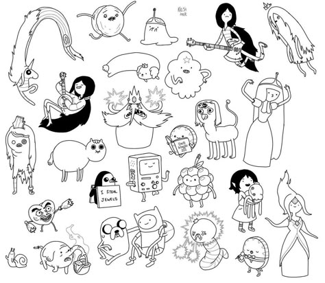 Flash Sheet Tattoo, Adventure Time Drawings, Adventure Time Tattoo, Tattoo Apprenticeship, Flash Sheet, Flash Tattoo Designs, Doodle Tattoo, Cute Little Tattoos, Horror Tattoo