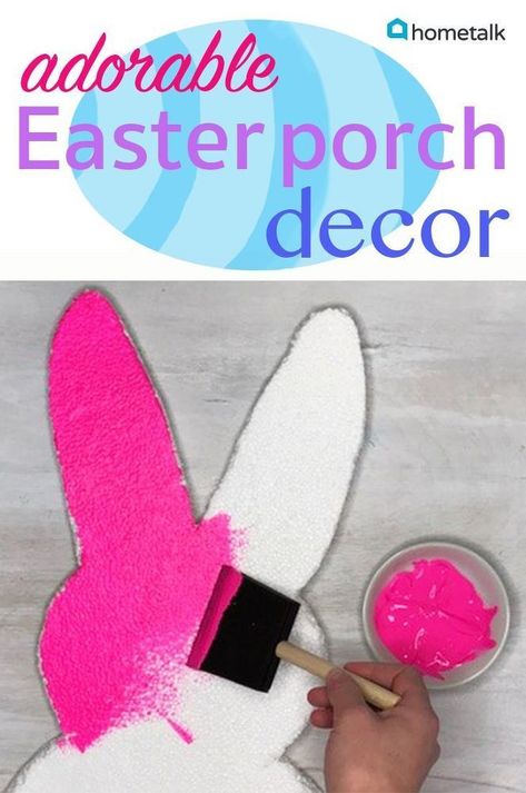 Easter Porch, Easter Porch Decor, Topiary Diy, Room Decor Crafts, Diy Hanging Shelves, Spring Craft, Easter Decorations Dollar Store, Easter Peeps, Easter Decorations Outdoor