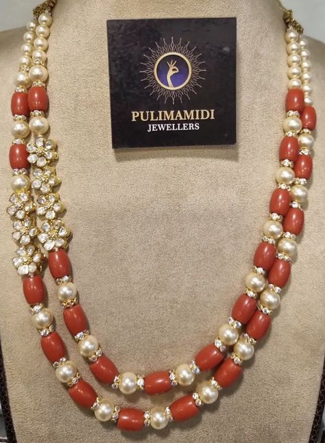 Pagadam Jewellery, Tulip Beads, Pearls Fashion, Coral Jewelry Set, Big Rangoli, Antique Gold Jewelry Indian, Bangles Gold, Pearl Jewelry Design, Gold Jewelry Simple Necklace