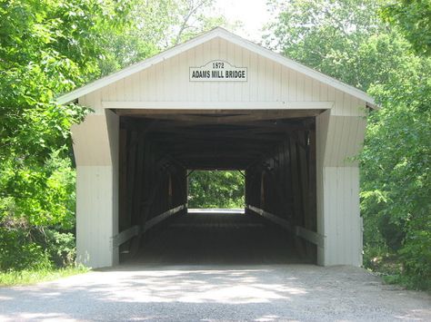 Adams Mill Bridge near Cutler, IN built in 1872. Turkey Run State Park, Truss Bridge, Carroll County, Northern Indiana, Wooden Bridge, Covered Bridge, Over The River, Historic Places, Historical Facts