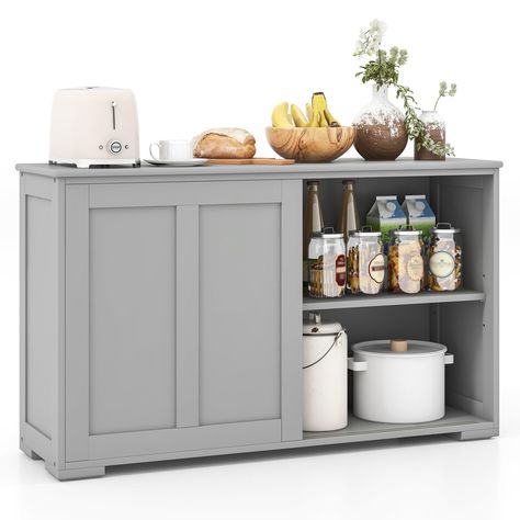 (Promoted) Buffet Cabinet with Storage, Coffee Bar Wine Cabinet, Farmhouse Sideboard w/Sliding Door, Adjustable Shelves, Cupboard, Kitchen Storage Cabinet, Buffet Table for Living Room Entryway, Grey #winecabinetwithstorage Sideboard Buffet With Wine Fridge, Sideboard With Wine Shelf, Wine Buffet Cabinet The Home Depot, Wine Buffet Cabinet Mod Century, Wine Cabinets 68 Inches Wide, Farmhouse Sideboard, Buffet Cabinet, Kitchen Cabinet Storage, Wine Cabinets