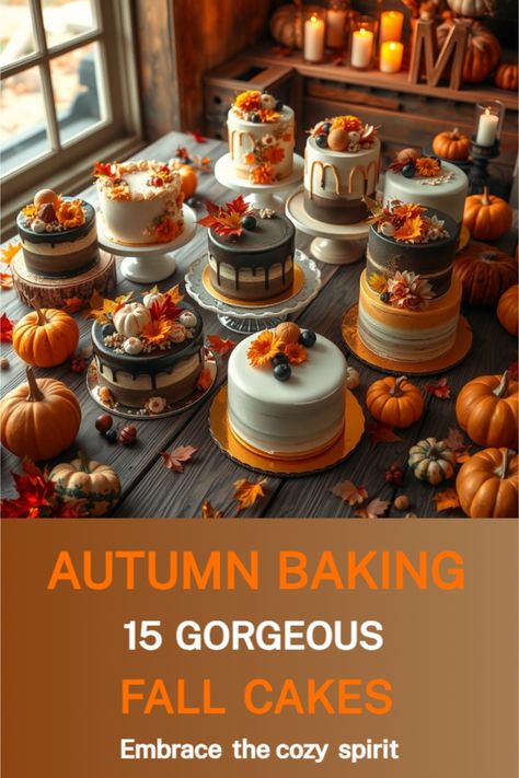 fall-themed cake ideas Fall Decorated Cakes Simple, Thanksgiving Sheet Cakes Decorated, Fall Cakes Ideas, Thanksgiving Cake Designs, Fall Themed Birthday Cake, Autumnal Cake, November Cake, Fall Cake Decorating Ideas, Thanksgiving Cake Ideas