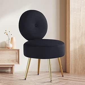 Dressing Room Black, Armless Chair Living Room, Small Chair For Bedroom, Room Comfy, Velvet Makeup, Bedroom Dressing Room, Makeup Chair, Bedroom Dressing, Comfy Living Room