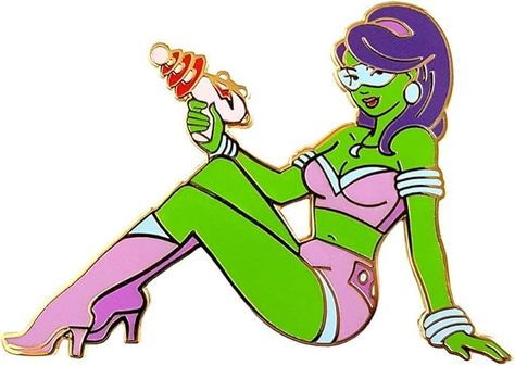 Amazon.com: Pinsanity Retro Sci-Fi Alien Pin Up Girl Enamel Lapel Pin : Clothing, Shoes & Jewelry Pin Up Alien, Alien Pin, Retro Alien, Sci Fi Alien, Travel Map Pins, Retro Sci Fi, Custom Lanyards, Alien Tattoo, Alien Girl