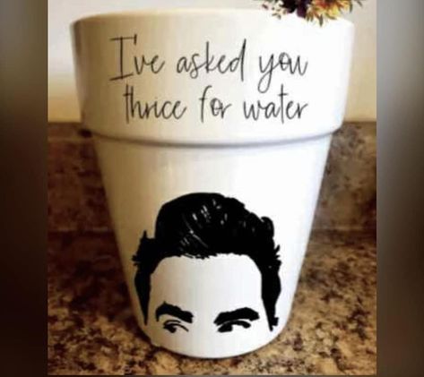 Plant Puns, Plant Pot Design, Painted Pots Diy, Schitts Creek, Pot Designs, Cricut Craft Room, Cricut Creations, Plant Mom, Cricut Projects Vinyl