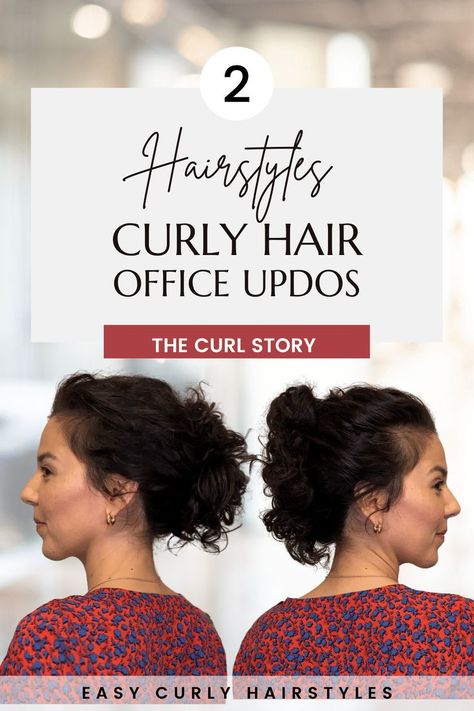 Quick Tutorial for Easy Updo Hairstyles for Curly Hair Office Updo, Curly Hair Updo Tutorial, Updo Hairstyles For Curly Hair, Work Updo, Curly Hair Goals, Curly Updos, Curly Highlights, Curly Layers, Side Swept Curls