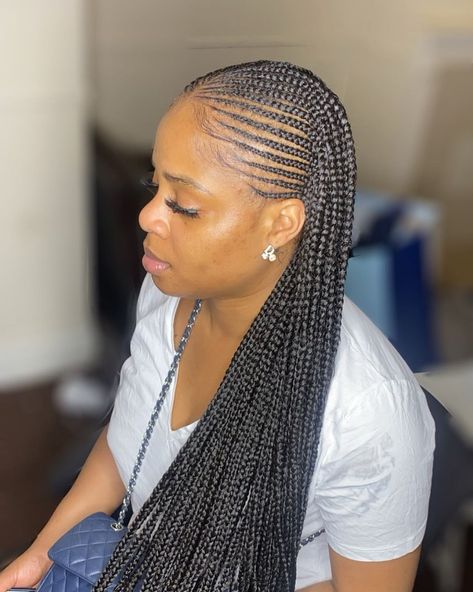 30 Beautiful Cornrow All-Back Styles For 2021 | ThriveNaija Long Hair Bread Style, Latest Cornrows 2023, Shade Adu Nigerian Hairstyle, Latest Hair Styles 2023, Ghanian Lines Hairstyles Latest, Half Head Braids, Conrows Lines And Braids, Trending Cornrows, Straight Back Styles