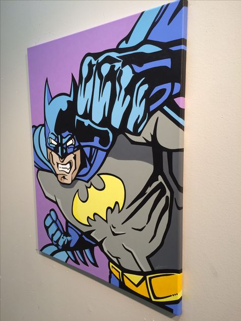 Painting Small Canvas, Superhero Painting, Painting On Mini Canvas, Batman Art Drawing, Batman Painting, Marvel Paintings, Batman Gifts, Disney Canvas, Batman Stuff