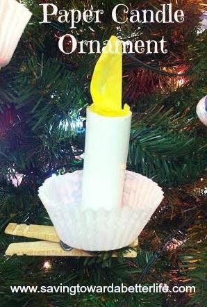 Christmas Craft: Paper Candle Ornament Paper Candle Craft, Christmas Craft Paper, Christmas Candle Crafts, Orange Tissue Paper, Candle Holder Crafts, Advent Ideas, Kids Candles, Hanukkah Crafts, Irish Christmas