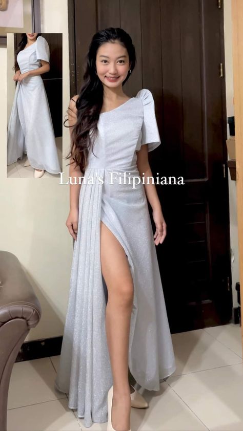 Filipiniana For Oath Taking, Modern Filipina Dress, Modern Filipiniana Dress For Graduation, Filipina Wedding Dress, Modern Filipiniana Gown Prom, Filipina Outfit, Filipiniana Design, Filipiniana Dress Modern Philippines, Filipiniana Dress Modern