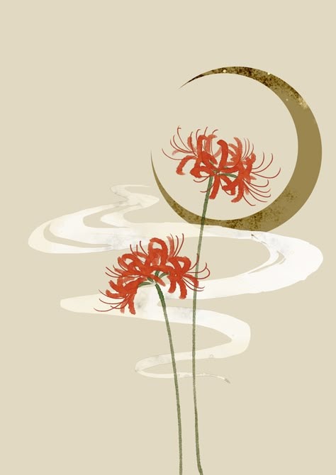 Higanbana Art, Spider Lily Painting, Red Spider Lily Drawing, Spider Lilly Tatoos, Higanbana Tattoo, Spider Lily Art, Japanese Spider Lily Tattoo, Spider Lily Wallpaper, Spider Lily Drawing